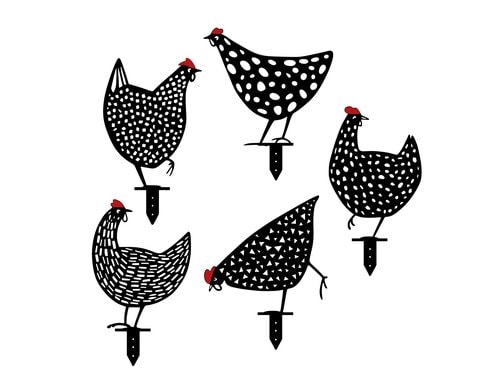 Wallxpert Gartenstecker Chicken Family 5er Set