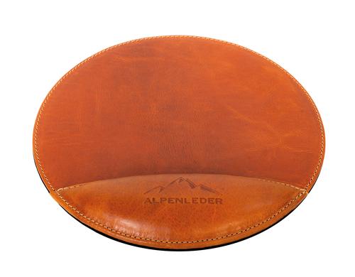 Alpenleder Mausmatte Meersburg Durchmesser 23.5cm, cognac