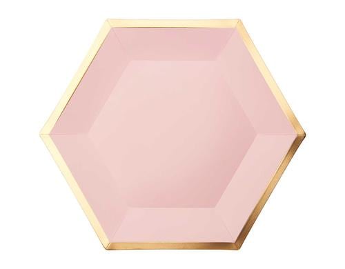 Rico Design Pappteller Sechseck 27X23,5CM rosa-gold, 10 Stück, 275 g/m²