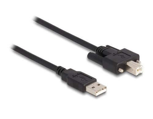 USB2.0 Kabel, A-Stecker zu Typ-B-Stecker mit Schraube, 2m, schwarz