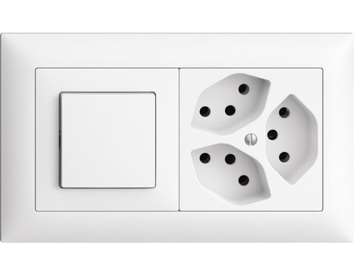 Feller EDIZIOdue UP Komb. Gr I-I Horizontal 3x T13 plus + Schalter Schema 3, weiss