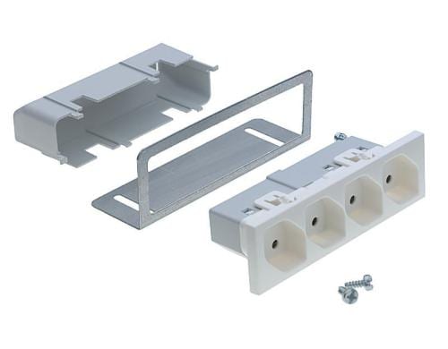 R+M FLF Steckdose 4x T13 weiss mit Montageblech, für UP/AP Verteiler