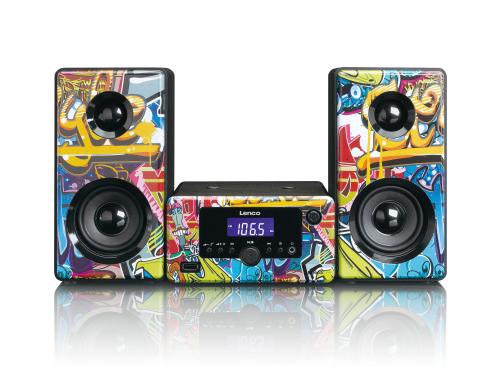 Lenco MC-020, Micro Hifi Anlage Bluetooth, USB, Aux, Grafiti