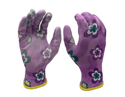 KRAFTER Gartenhandschuhe Grösse 8/M, lila, Blumenmuster