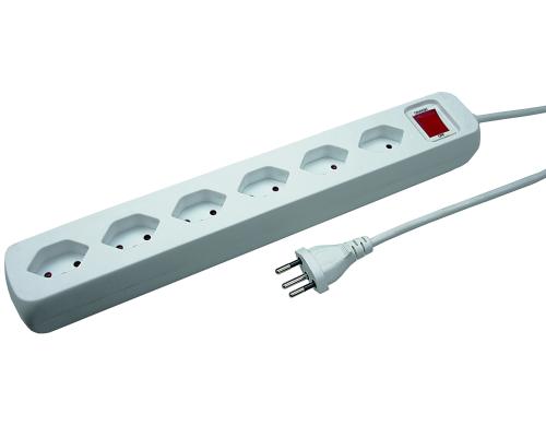 Steckdosenleiste 6xT13, mit Schalter 1.5m Kabel