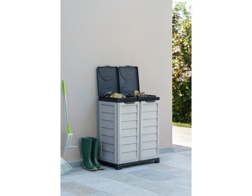 Edi Baur Abfallbehälter-Box Kunststoff beige,76x46x89 cm,2 Fächer,100l