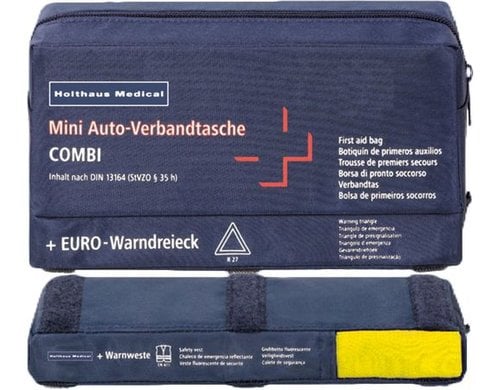 Holthaus Verbandtasche Mini 3 in 1 Erste Hilfe, mit Warnweste, Warndreieck