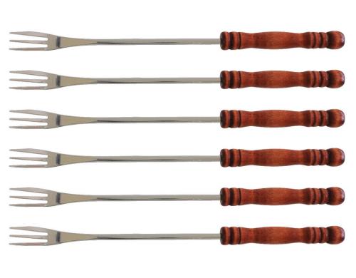 Heidi Cheese Line Käsefonduegabeln Chalet 6 Stück, Edelstahl u. Holz, 3-zinkig