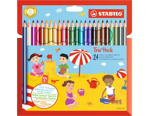 STABILO Trio dick 24er Etui verschiedene Farben inkl. Spitzer
