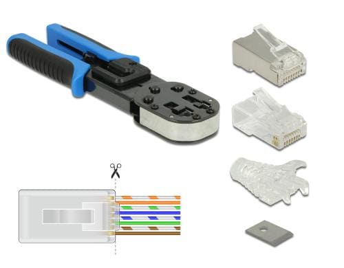 Delock Crimp&Cut Zangen Set Für Kabeltyp RJ45, blau