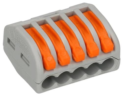 Wago Verbindungsklemme 5-fach 3L 0.14-4 mm2 32 A, grau, 15 Stück