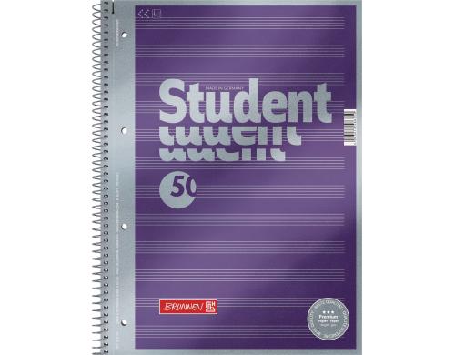 Brunnen Collegeblock Premium Noten 90g/qm, A4+, 50 Seiten, Noten, violett