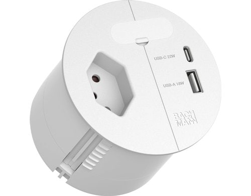 BM LOOP IN CHARGE A/C  22W, 2m, weiss 1xT13,1xUSB, Stecker Typ 12, 1Kabeldruch.