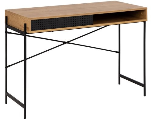 AC Design Bürotisch Angus schwarz braun 110x50x75 cm (LxBxH) Wildeiche