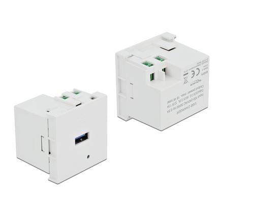Delock Easy 45 USB Ladeportmodul, weiss USB-A, 5V/3A, 9V/2A, 12V/1.5A,18Watt