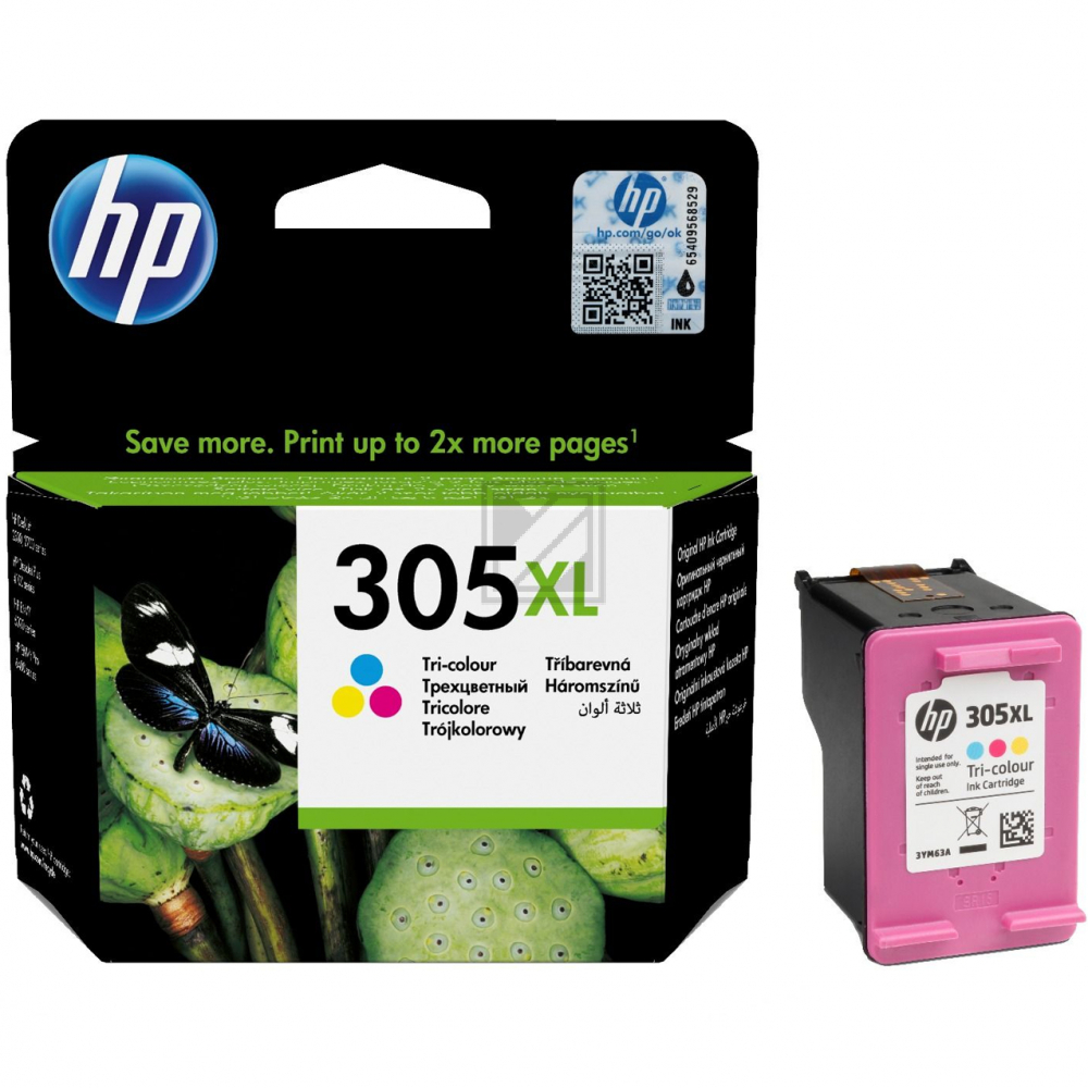 HP Tinte Nr. 305XL - Dreifarbig (3YM63AE) 5ml, Seitenkapazität ~ 200 Seiten