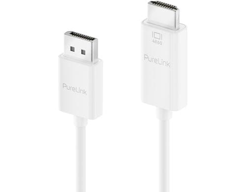 Purelink Displayport auf HDMI Kabel, 3m 4K60Hz, iSerie, Farbe: weiss