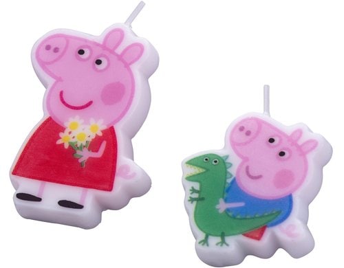 Dr. Oetker Peppa Pig Motiv Kerzen Set 2tlg. Mit Halter, 5x5cm Peppa& Schorsch