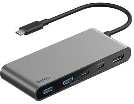 BELKIN Connect 7-in-1 USB-C Hub Dual USB-C Ports, Silber