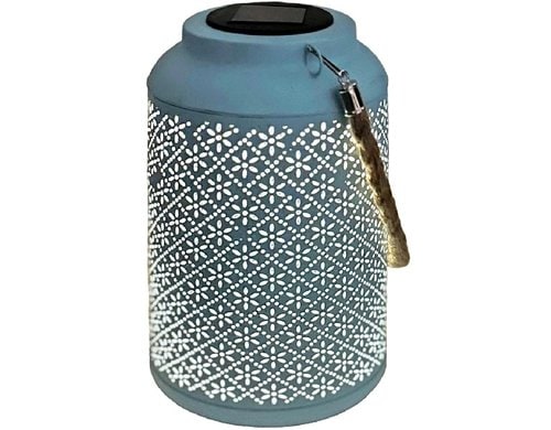 Dameco LED Solar Laterne blau H:25.5cm inkl. LED warmweiss, solar panel