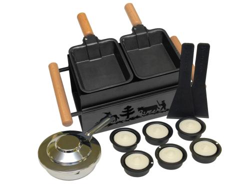 Heidi Cheese Line Raclette Tête-à-Tête 2 Pfännchen, 2 Spachtel, 6 Kerzen,2 Brenner