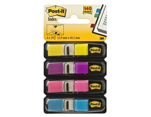 3M Post-it Index schmal, 4x35 Tabs neon-geilb, -violett, -pink, -blau