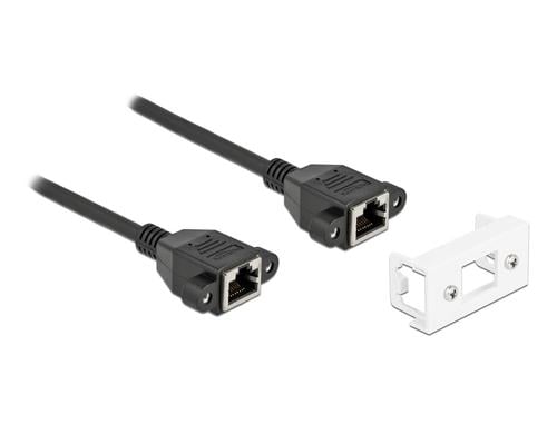 Delock Verlängerungskabel: S/FTP RJ45-RJ45 Easy45, Buchse, Cat.6A, 5m, schwarz
