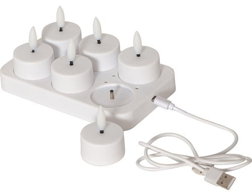 Star Trading LED Teelicht 6 Pack Flamme Indoor, Weiss, Charge