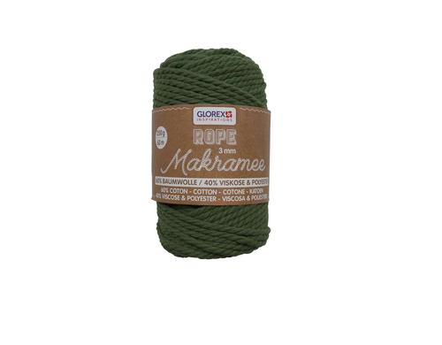 Glorex Textilgarn Makramee Rope gedreht 3mm, 250g, olive