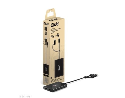 Club 3D, USB Typ-C Dual DP Videosplitte mit USB Type-C Adapter