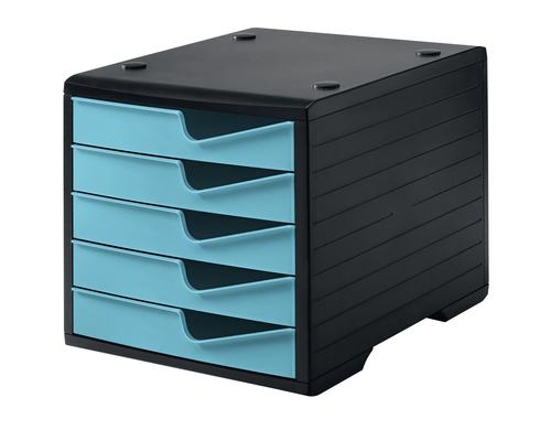 Styro Styroswingbox  mit 5 Schubladen Gehäuse Schwarz, Schubladen Aqua