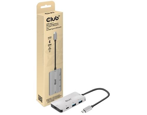 Club 3D, Hub Type-C PD Lade-Hub Ausgang: je 2 Type-C+A