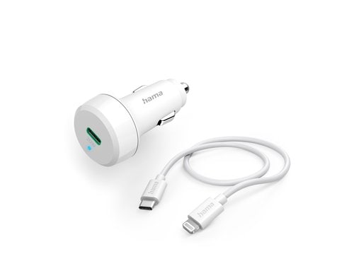 Hama Car Charger Lightning 20W White 20w, 1m in weiss