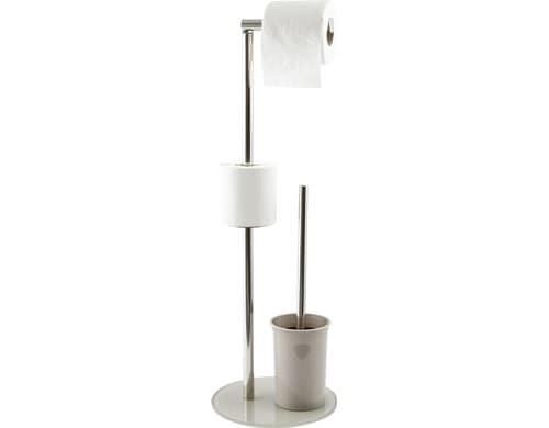 MSV Toilettengarnitur taupe, Edelstahl/Glas