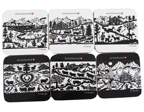 CN Glasuntersetzer, 6  Stück Scherenschnitt