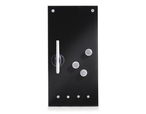 Zeller Present Memobord mit Haken schwarz Glas, 20x4x40cm