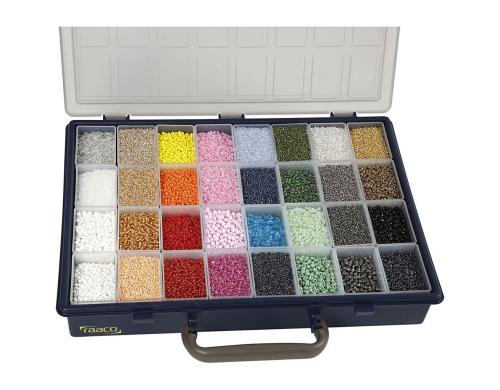 Creativ Company Rocailles Glasperlen 32 x 100g, D: 1.7/3/4  mm, 0.5-1.2 mm