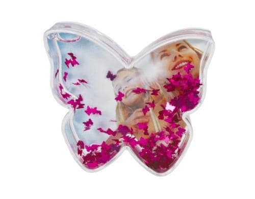 Dörr Schneekugel Schmetterling 9x10x2.7 cm, Pailettenschmetterlinge
