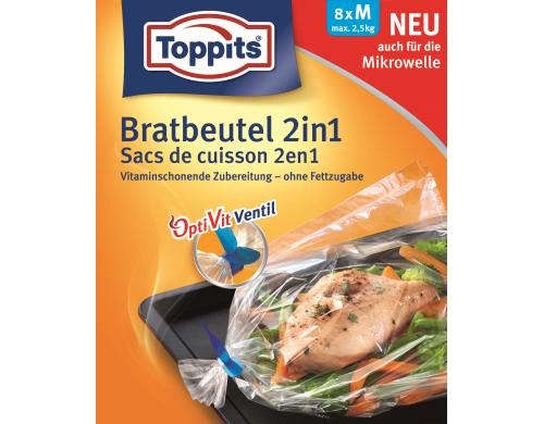 Toppits Bratbeutel 2 in 1 Grösse M, 27 x 38 cm, Inhalt: 8 Stk