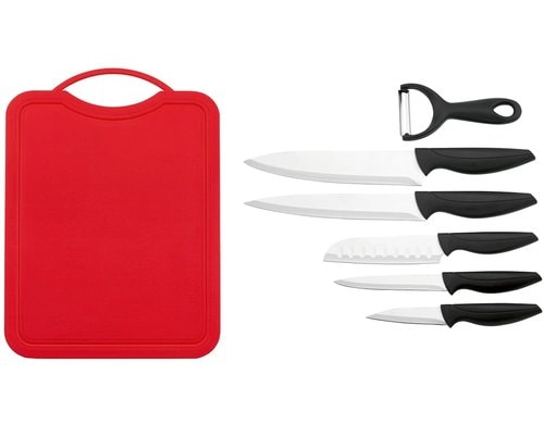 GOURMETmaxx Messerset 7 Teilig Schwarz, Rot