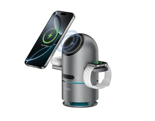 4smarts 3-in-1 Ladestation ChargeBot Sound Qi2, Spacegrau