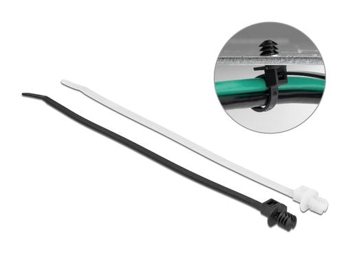 Delock Kabelbinder 200x4.8 100 Stk. Mit Lamellenfuss, Schwarz/Transparent