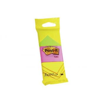 3M Post-it Haftnotiz in drei Farben 3 Blöcke à 100 Blatt, 51 mm x 38 mm
