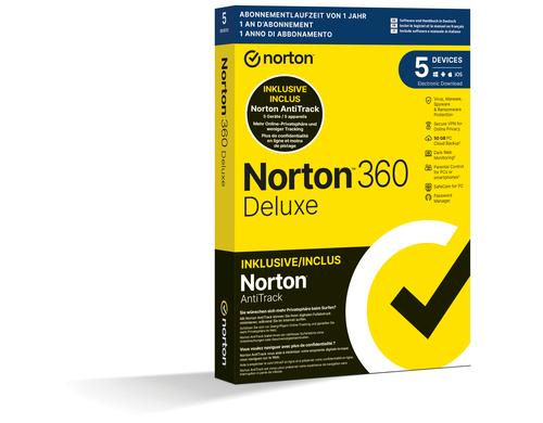 Norton 360 Deluxe w/AntiTrack Box, 5 PC, 1J, 50GB