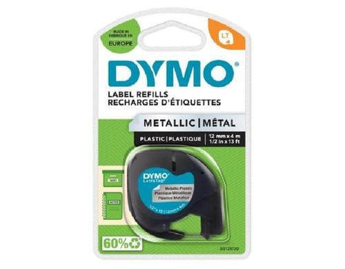 Dymo LetraTag Beschriftungsband, Metallic Silber, 12mm x 4m-für alle LetraTag Geräte
