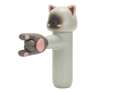 Acecool Handmassagegerät Katze hellgrau, verschiedene Aufsätze