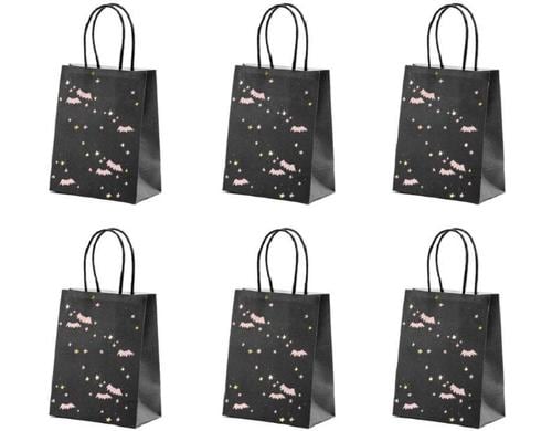 Partydeco Geschenktüte Fledermäuse 14 x 18 x 8 cm, schwarz, 1 Stk