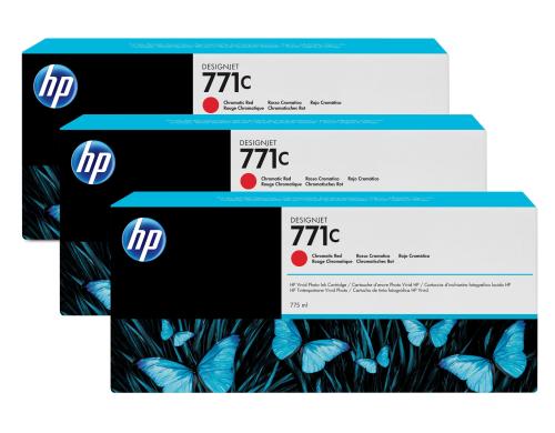 HP Tinte Nr. 771C Chromatic Red (B6Y32A) 3er-Pack, 775ml