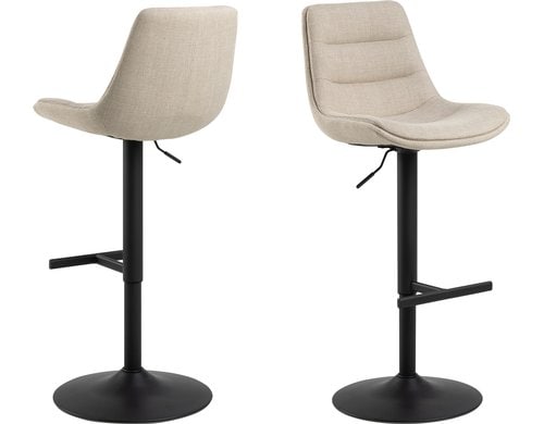 AC Design Barstuhl Adisa 2 Stück Stahl/Textil, 2 Stück, Beige