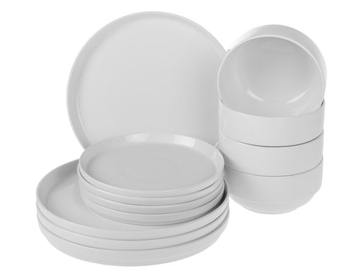 COCON Geschirrset 12 Stk Porzellan, weiss